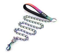 TSPRO Dazzling Chew Proof Leash - 3.9 FT Stainless Steel Metal Training Leash with Soft Handle for Medium Large Dog (4MM, Sparkly)