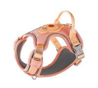 TSPRO Dog Harness with Airtag Holder, Adjustable No - Pull Dog Vest Harness with Soft Handle, Durable, Heavy Duty, Reflective for Medium Dogs (Orange Size 4)