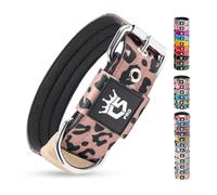 TSPRO Heavy Duty Tactical Dog Collar 1.25" Wide, Padded Dog Collar with Metal Buckle, Adjustable for Walking Training Outdoor for Small Dogs (Leopard Print, S)