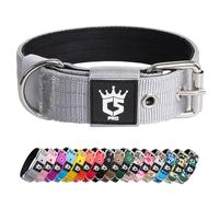 TSPRO Heavy Duty Tactical Dog Collar 1.25" Wide, Padded Dog Collar with Metal Buckle, Adjustable for Walking Training Outdoor for Small Dogs (Silver, S)