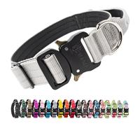 TSPRO Premium Dog Collar with Handle and Heavy Duty Quick Release Metal Buckle, Durable, Adjustable and Thick Dog Collars for Medium to Large Dogs (Silver M)