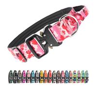 TSPRO Premium Dog Collar with Handle and Heavy Duty Quick Release Metal Buckle, Durable, Adjustable and Thick Dog Collars for Medium to Large Dogs (Camo Pink L)