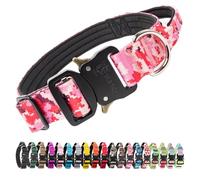 TSPRO Premium Dog Collar with Handle and Heavy Duty Quick Release Metal Buckle, Durable, Adjustable and Thick Dog Collars for Medium to Large Dogs (Camo Pink M)
