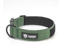 TSPRO Premium Dog Collar with Patch and Heavy Duty Quick Release Metal Buckle, Durable, Adjustable and Thick Dog Collars for Medium to Large Dogs (Green L)