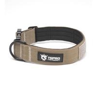 TSPRO Premium Dog Collar with Patch and Heavy Duty Quick Release Metal Buckle, Durable, Adjustable and Thick Dog Collars for Medium to Large Dogs (Khaki L)