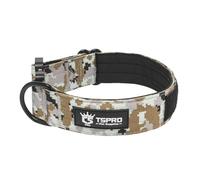 TSPRO Premium Dog Collar with Patch and Heavy Duty Quick Release Metal Buckle, Durable, Adjustable and Thick Dog Collars for Medium to Large Dogs (Camo Khaki M)