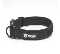 TSPRO Premium Dog Collar with Patch and Heavy Duty Quick Release Metal Buckle, Durable, Adjustable and Thick Dog Collars for Medium to Large Dogs (Black L)