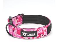 TSPRO Premium Dog Collar with Patch and Heavy Duty Quick Release Metal Buckle, Durable, Adjustable and Thick Dog Collars for Medium to Large Dogs (Camo Pink M)