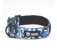 TSPRO Premium Dog Collar with Patch and Heavy Duty Quick Release Metal Buckle, Durable, Adjustable and Thick Dog Collars for Medium to Large Dogs (Camo Blue M)