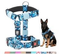 TSPRO Premium Tactical Dog Harness for Large Dogs - Heavy Duty Durable, Adjustable with Quick-Release Buckle & Soft Handle, Ideal for Hiking, Running, Camping (Camo Blue L)
