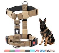 TSPRO Premium Ultraresistant No Pull Dog Harness for Medium to Large Dogs, Heavy Duty, Adjustable with Quick-Release Buckle & Padded Handle, for Walking, Hiking, Running (Khaki M)