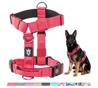 TSPRO Premium Ultraresistant No Pull Dog Harness for Medium to Large Dogs, Heavy Duty, Adjustable with Quick-Release Buckle & Padded Handle, for Walking, Hiking, Running (Red S)
