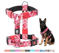 TSPRO Premium Ultraresistant No Pull Dog Harness for Medium to Large Dogs, Heavy Duty, Adjustable with Quick-Release Buckle & Padded Handle, for Walking, Hiking, Running (Camo Pink M)