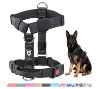 TSPRO Premium Ultraresistant No Pull Dog Harness for Medium to Large Dogs, Heavy Duty, Adjustable with Quick-Release Buckle & Padded Handle, for Walking, Hiking, Running (Black 25, L)