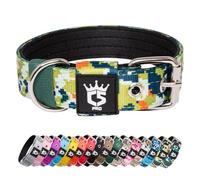 TSPRO Tactical Dog Collar 1.25 Inch Wide Thick Dog Collars with Heavy Duty Metal Buckle, Durable, Strong, Adjustable for Small Dogs (Camo Green S)