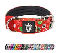 TSPRO Tactical Dog Collar 1.25 Inch Wide Thick Dog Collars with Heavy Duty Metal Buckle, Durable, Strong, Adjustable for Small Dogs (Christmas Red S)