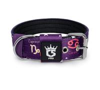 TSPRO Tactical Dog Collar 1.5 Inch Wide Thick Dog Collars with Heavy Duty Metal Buckle, Durable, Strong, Adjustable for Medium to Large Dogs (Constellation Purple M)