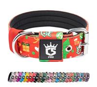 TSPRO Tactical Dog Collar 1.5 Inch Wide Thick Dog Collars with Heavy Duty Metal Buckle, Durable, Strong, Adjustable for Medium to Large Dogs (Christmas Red L)