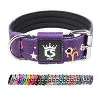 TSPRO Tactical Dog Collar 1.5 Inch Wide Thick Dog Collars with Heavy Duty Metal Buckle, Durable, Strong, Adjustable for Medium to Large Dogs (Constellation Purple L)