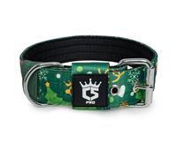 TSPRO Tactical Dog Collar 1.5 Inch Wide Thick Dog Collars with Heavy Duty Metal Buckle, Durable, Strong, Adjustable for Medium to Large Dogs (Christmas Green M)