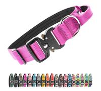 TSPRO Tactical Premium Dog Collar with Handle & Heavy Duty Quick Release Metal Buckle, Adjustable Thick Strong Collar for Medium Large Dogs (Purple, L)