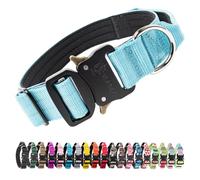 TSPRO Tactical Premium Dog Collar with Handle & Heavy Duty Quick Release Metal Buckle, Adjustable Thick Strong Collar for Medium Large Dogs (Blue, M)