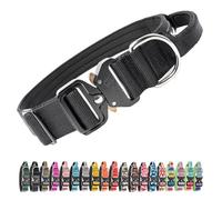 TSPRO Tactical Premium Dog Collar with Handle & Heavy Duty Quick Release Metal Buckle, Adjustable Thick Strong Collar for Medium Large Dogs (Black, L)
