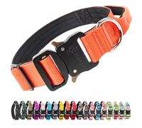 TSPRO Tactical Premium Dog Collar with Handle & Heavy Duty Quick Release Metal Buckle, Adjustable Thick Strong Collar for Medium Large Dogs (Orange, M)