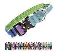 TSPRO Tactical Premium Dog Collar with Handle & Heavy Duty Quick Release Metal Buckle, Adjustable Thick Strong Collar for Medium Large Dogs (Lucky Rainbow, L)