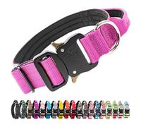 TSPRO Tactical Premium Dog Collar with Handle & Heavy Duty Quick Release Metal Buckle, Adjustable Thick Strong Collar for Medium Large Dogs (Purple, M)