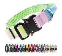 TSPRO Tactical Premium Dog Collar with Handle & Heavy Duty Quick Release Metal Buckle, Adjustable Thick Strong Collar for Medium Large Dogs (Lucky Rainbow, M)