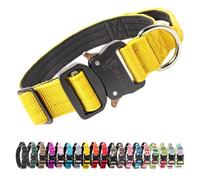 TSPRO Tactical Premium Dog Collar with Handle & Heavy Duty Quick Release Metal Buckle, Adjustable Thick Strong Collar for Medium Large Dogs (Yellow, M)