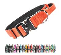 TSPRO Tactical Premium Dog Collar with Handle & Heavy Duty Quick Release Metal Buckle, Adjustable Thick Strong Collar for Medium Large Dogs (Orange, L)