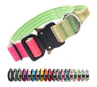 TSPRO Tactical Premium Dog Collar with Handle & Heavy Duty Quick Release Metal Buckle, Adjustable Thick Strong Collar for Medium Large Dogs (Teal-Orange Gradient, M)