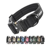 TSPRO Tactical Premium Dog Collar with Patch & Heavy Duty Quick Release Metal Buckle, Adjustable Thick Strong Collar for Medium Large Dogs (Black, L)