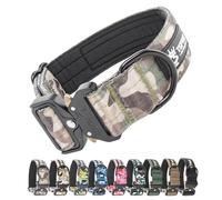 TSPRO Tactical Premium Dog Collar with Patch & Heavy Duty Quick Release Metal Buckle, Adjustable Thick Strong Collar for Medium Large Dogs (Military Green, M)