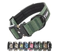 TSPRO Tactical Premium Dog Collar with Patch & Heavy Duty Quick Release Metal Buckle, Adjustable Thick Strong Collar for Medium Large Dogs (Green, M)