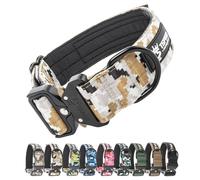 TSPRO Tactical Premium Dog Collar with Patch & Heavy Duty Quick Release Metal Buckle, Adjustable Thick Strong Collar for Medium Large Dogs (Camo Khaki, M)