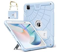 TSQQST Case for iPad Pro 12.9 Inch 6th Generation 2022 for Kids | Rugged Silicone Case for iPad Pro 12.9 Inch 5th 4th 3rd Generation with Screen Protector/Stand/Carrying Strap/Pencil Holder, Ice Blue