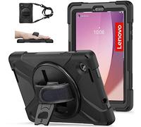 TSQQST Case for Lenovo Tab M8 4th Gen 2023 Model TB-300FU for Kids| Full Protection Protection Case with [360 Rotating Stand] & Hand Strap Function Cover for Lenovo M8 Tablet | Black