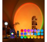 Tsrarey Sunset Lamp Projection, Not Only 21 Colors Sunset Lights, 180 Degree Rotation Led Light, Push Button Switch & APP Control Projector for Party Bedroom Decor