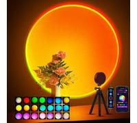 Tsrarey Sunset Lamp Projector with Remote Control, Endless Colors 360 Degree Rotation Sunset Projection Lamp Led Light, Button Switch & APP Control Lamp for Christmas Gifts Photography Party Bedroom