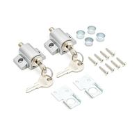 TSS 2 Pcs Sliding Patio Door Lock, Sliding Door Lock for Additional Security. Supplied with Fixtures and Fittings. Universal Lock Suitable for Most Door Types., 45 x 47 x 25mm (Silver)