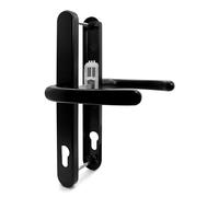 TSS Black UPVC Door Handle Pair, 92mm PZ, Sprung, Lever Lever, 240mm Screw to Screw, Backplate 270mm x 32mm - Replacement PVC Door Handle