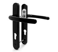 TSS Black UPVC Door Handle Pair, Sprung, 92mm PZ, Lever Lever, 122mm Screw to Screw, Backplate 245mm x 34mm - PVC Door Handle Replacement