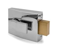 TSS Deadbolt Nightlatch, 60mm Backset, Complete with Rim Cylinder Lock Supplied with 3 Keys. with Deadbolt. (Polished Chrome Lock/Silver Cylinder)