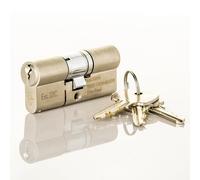 TSS High Security TS007 3 Star British Standard Insurance Approved Euro Lock. Anti Snap Police Preferred Product. Satin Nickel 3 Keys 3 Star Cylinder (40mm Internal x 55mm External (95mm Total))