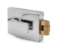 TSS Modern Style Rollerbolt Nightlatch, 60mm Backset, Push Pull Action Rollerbolt (Polished Chrome Lock/Silver Cylinder)