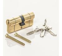 TSS Polished Brass High Security TS007 1 Star Euro Cylinder Lock, British Standard, Insurance Approved Barrel Lock and Key Sets. Supplied with 3 Keys. UPVC Door Locks. Brass (50mm x 50mm (100mm Total)