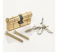TSS Polished Brass High Security TS007 1 Star Euro Cylinder Lock, British Standard, Insurance Approved Barrel Lock and Key Sets. Supplied with 3 Keys. UPVC Door Locks. Brass (35mm x 40mm (75mm Total))